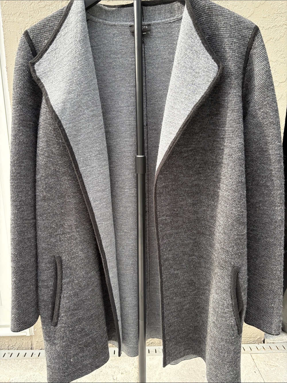 TALBOTS Woman 100% Pure Merino Wool Open Front Sweater/Jacket Gray 1X